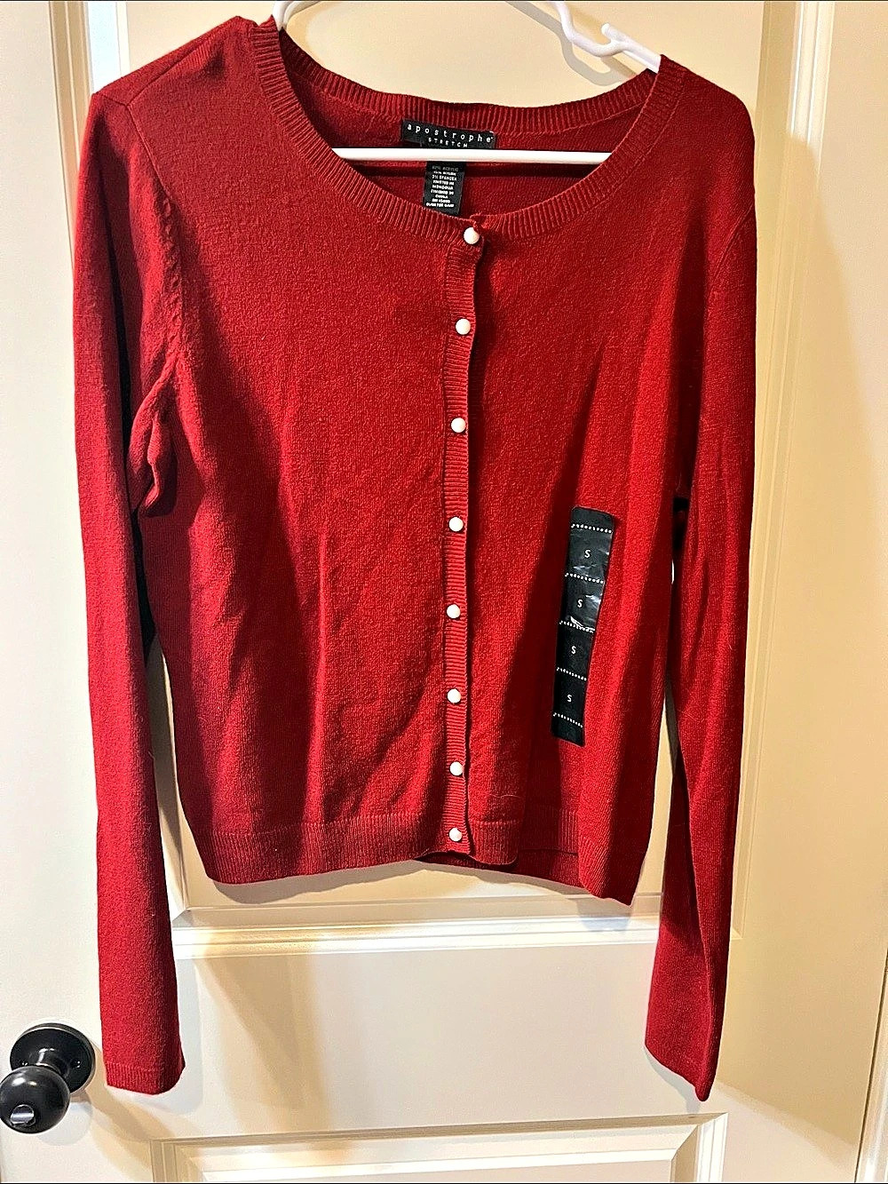 apostrophe Brooch Cardigan in brick Red Size Small NWT H115